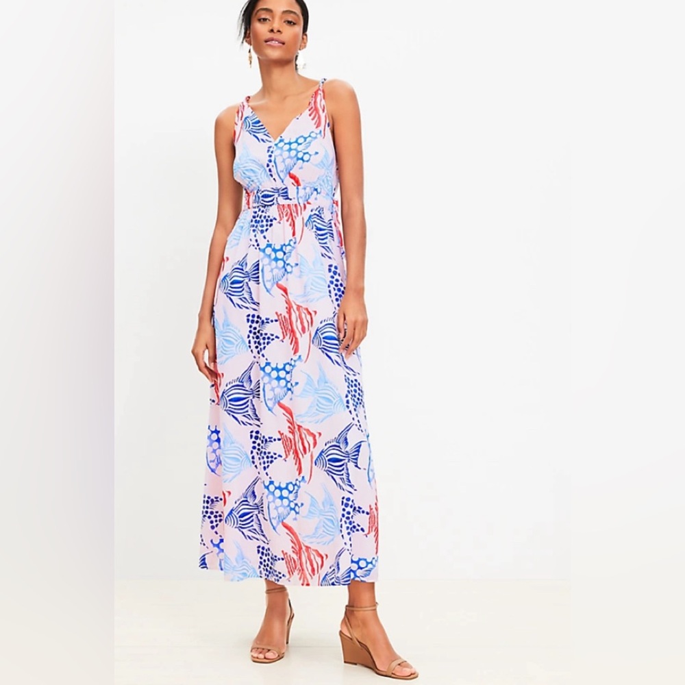 Loft fish print maxi dress